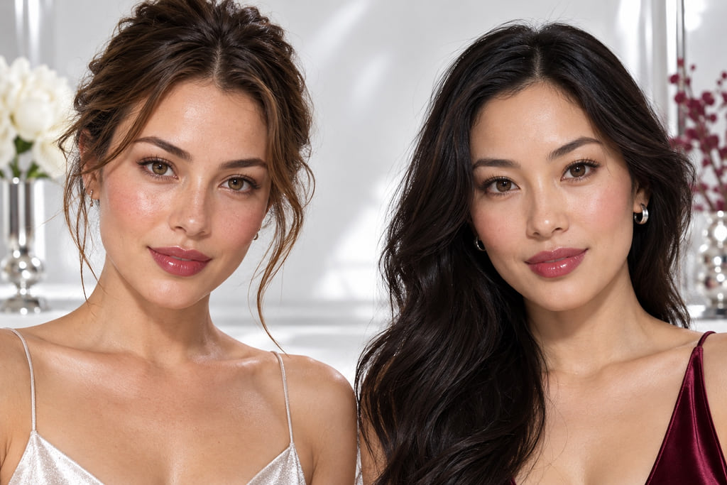 Two different women photographed together at a similar scale