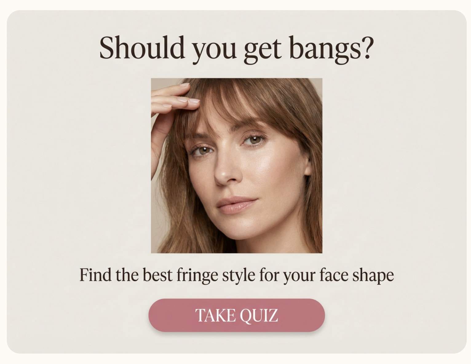 Quiz promo about choosing bangs for your face shape
