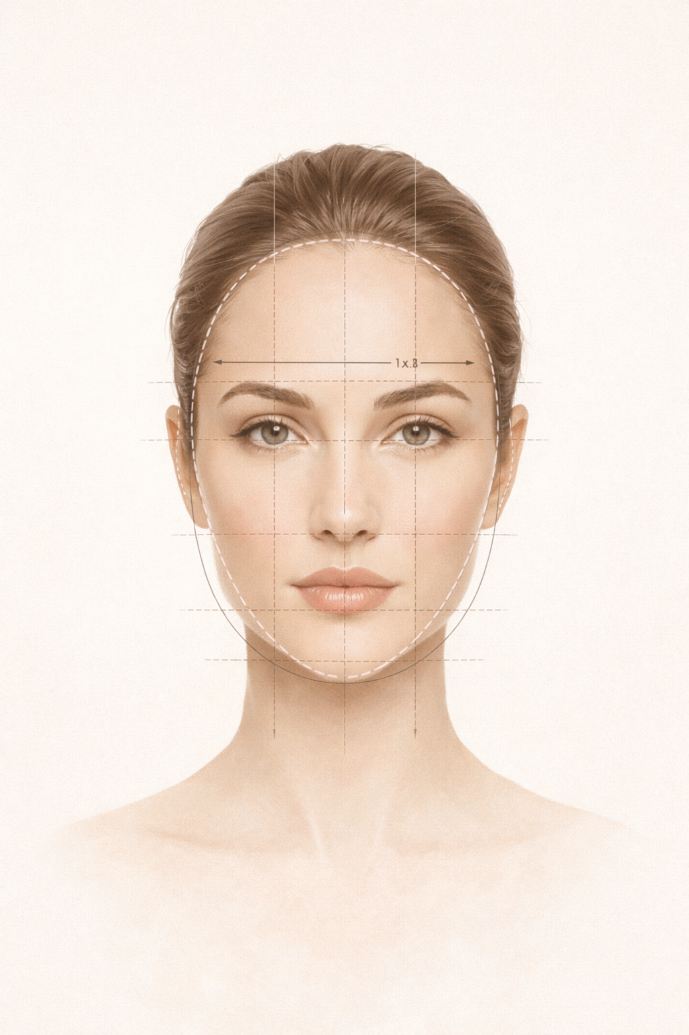 Face analysis example showing proportions used to identify face shape